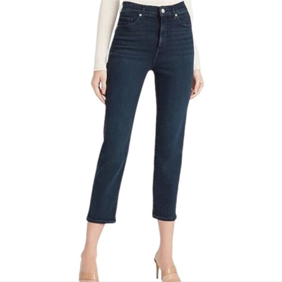Express High Waisted Cropped Mom Jeans Dark Wash Denim Classic Style 6 SHORT - Picture 1 of 7